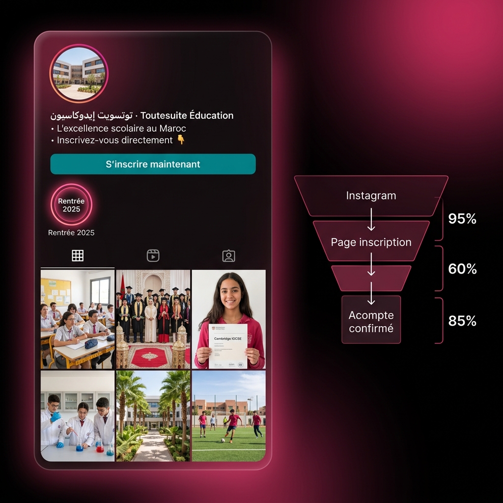 ToutSuite Éducation — Vitrine Instagram inscriptible écoles Maroc